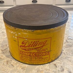 Vintage Yellow Dilling Confections Tin